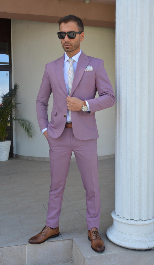 Costum barbat, mov deschis (sacou si pantalon).