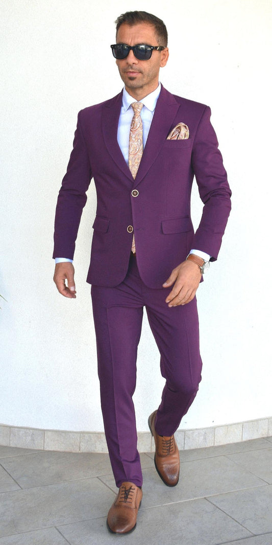 Costum barbat, mov (sacou si pantalon).