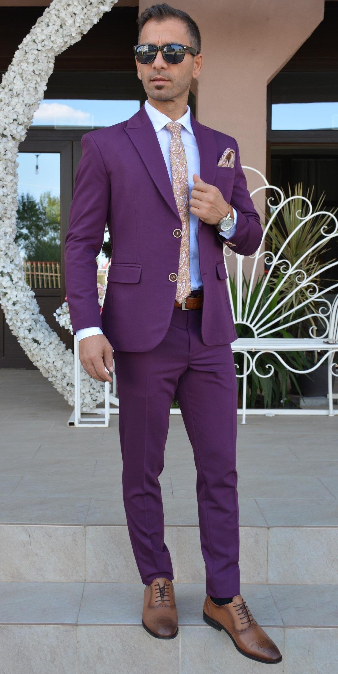 Costum barbat, mov (sacou si pantalon).
