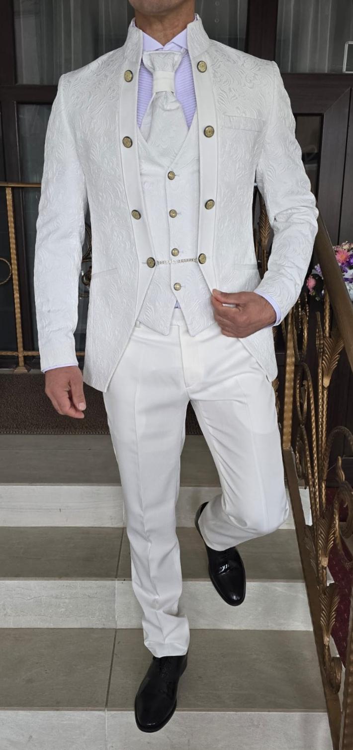COSTUM CEREMONIE, ALB, BROCARD MODEL FLORAL(sacou, pantalon, vesta, lavaliera).