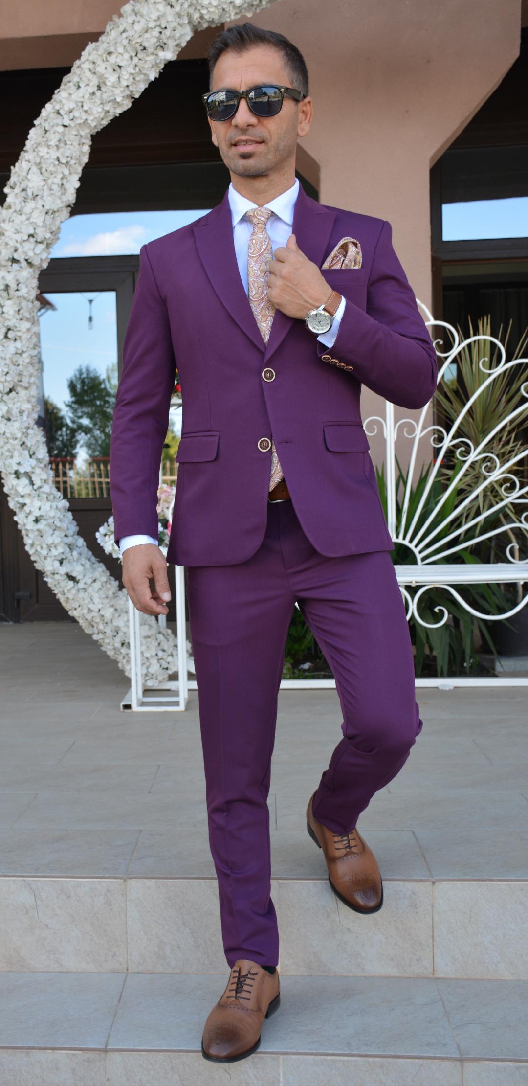 Costum barbat, mov (sacou si pantalon).