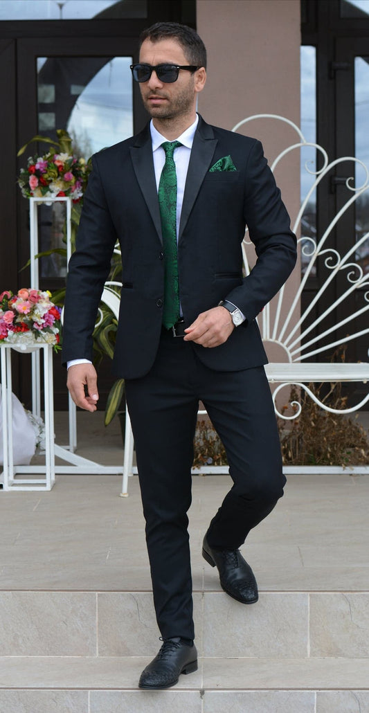 Costum barbat, ceremonie, negru (sacou si pantalon).