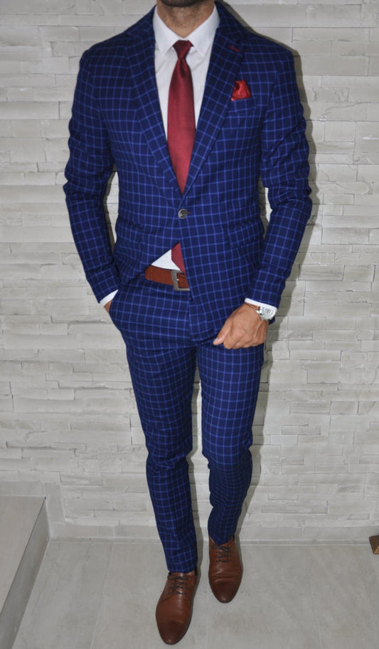 Costum barbat, albastru caro.