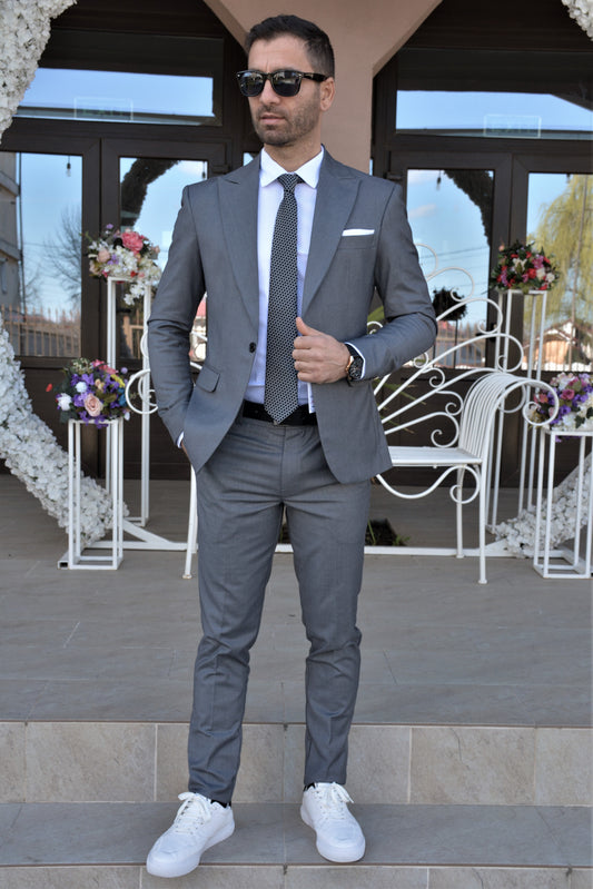 Costum barbat, gri albastrui (sacou si pantalon ).