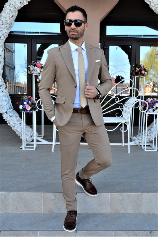 Costum barbat, bej ( sacou si pantalon ).