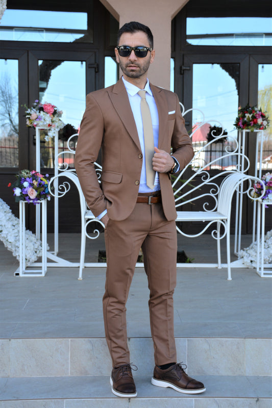 Costum barbat, culoare capucino (sacou si pantalon).