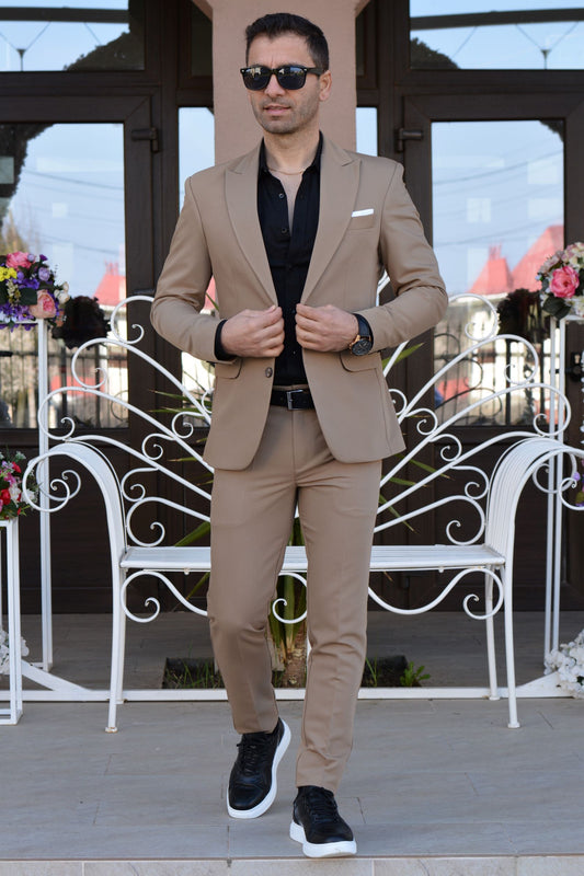 Costum barbat, bej ( sacou si pantalon ).