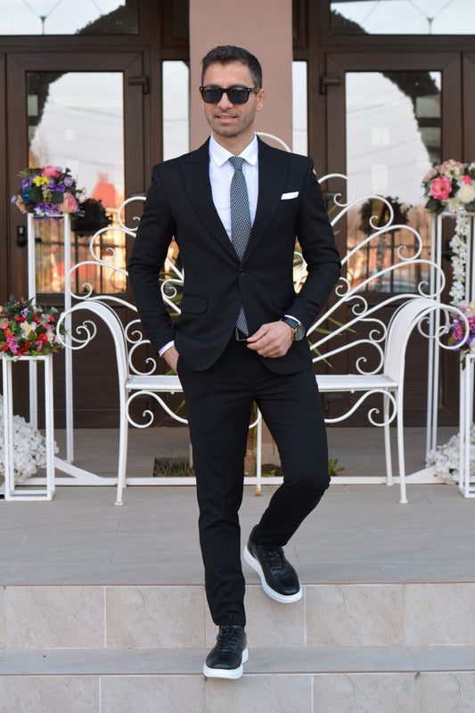 Costum barbat, negru (sacou si pantalon).