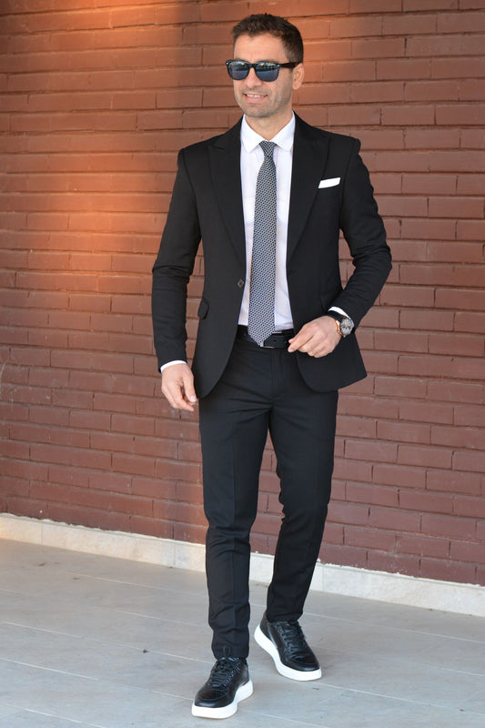 Costum barbat, negru (sacou si pantalon).