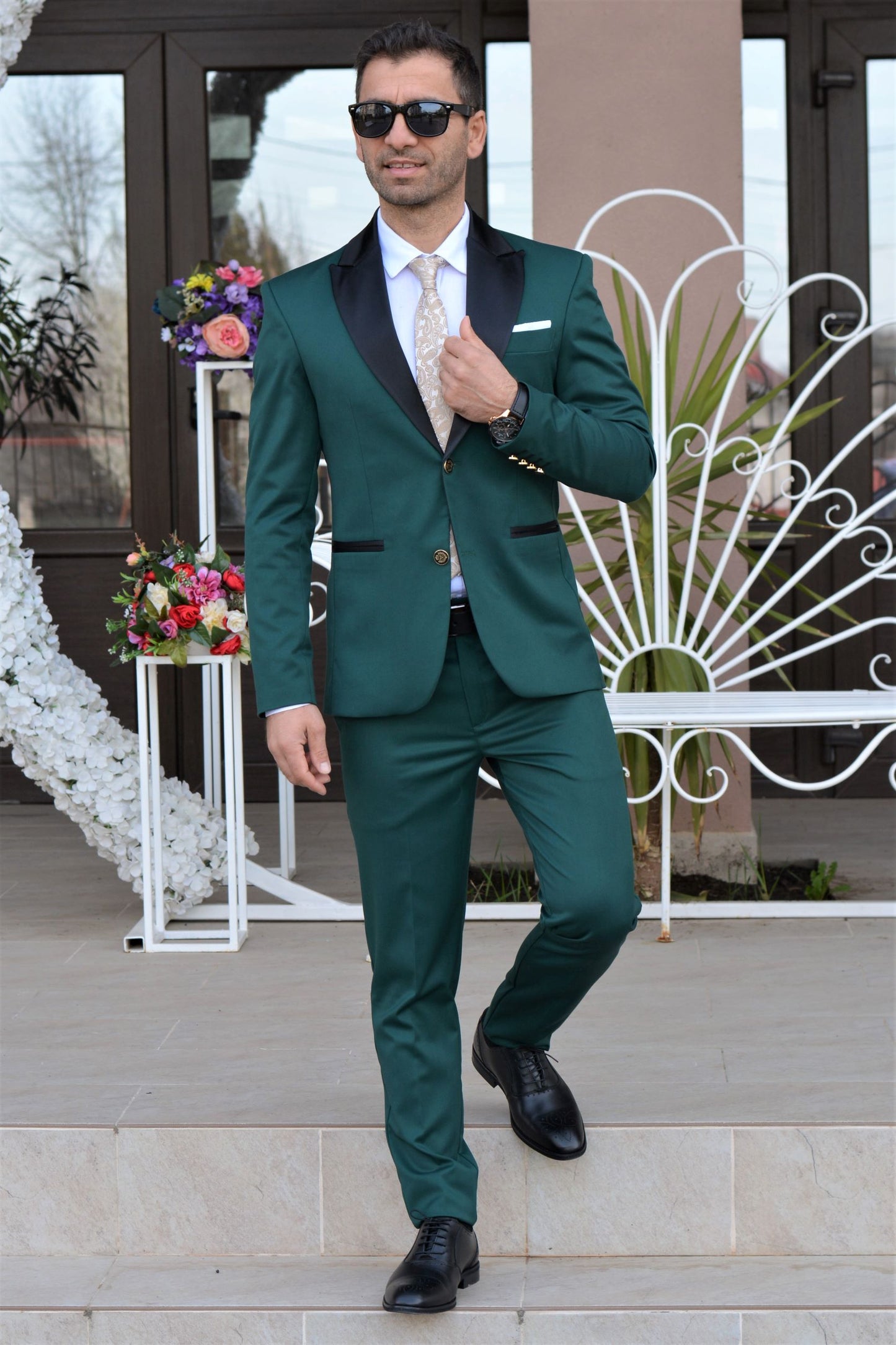 COSTUM BARBAT, CEREMONIE, VERDE (sacou si pantalon, vesta este optionala)