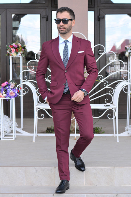 Costum barbat, grena (sacou si pantalon).