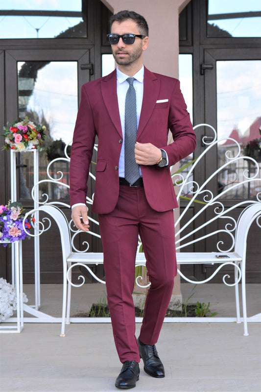 Costum barbat, grena (sacou si pantalon).