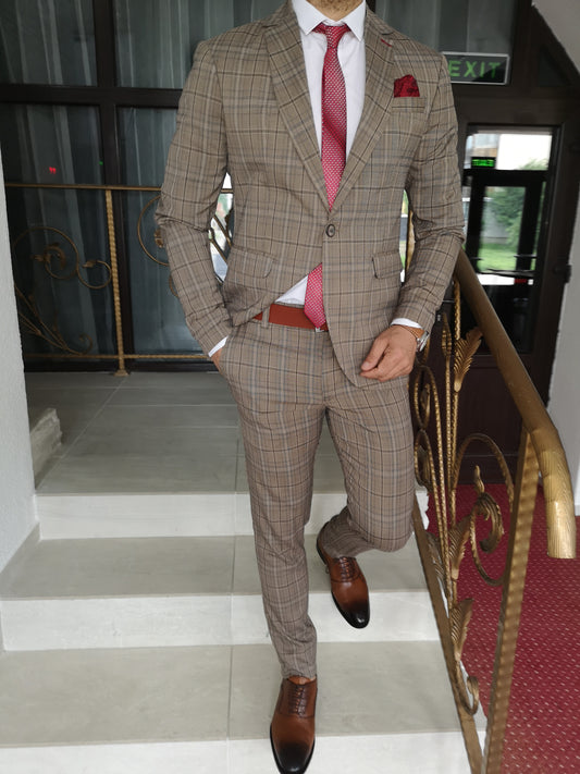 Costum barbat, bej caro (sacou si pantalon).