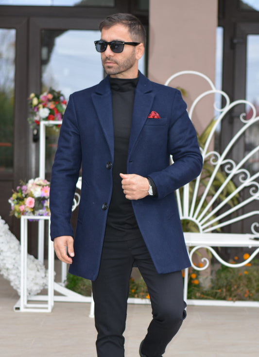 Palton barbati, stofa groasa, captusit cu matlasata, blumarin, slim fit.