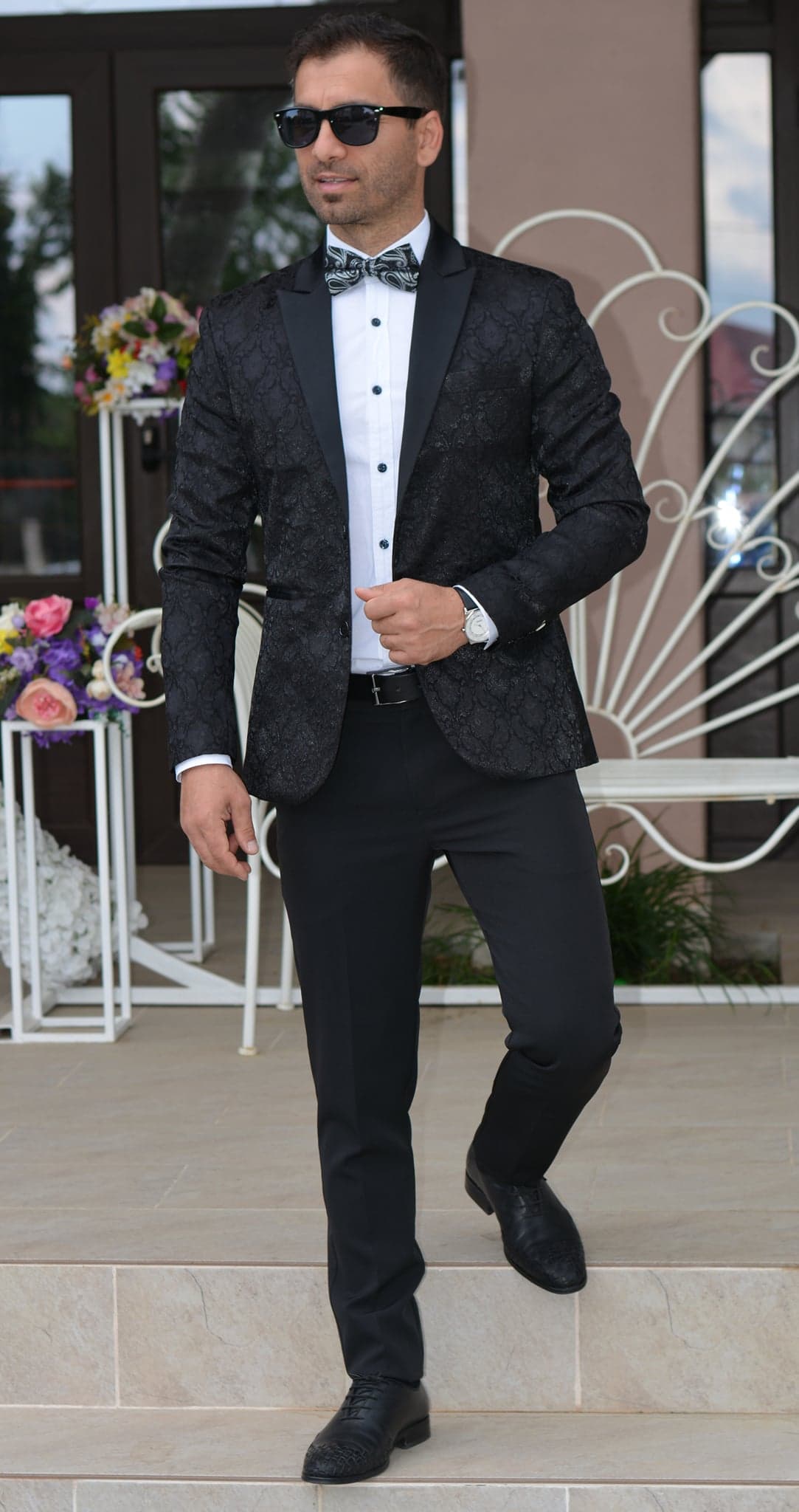 TINUTA CEREMONIE, SACOU BROCARD NEGRU SI PANTALON NEGRU UNI.