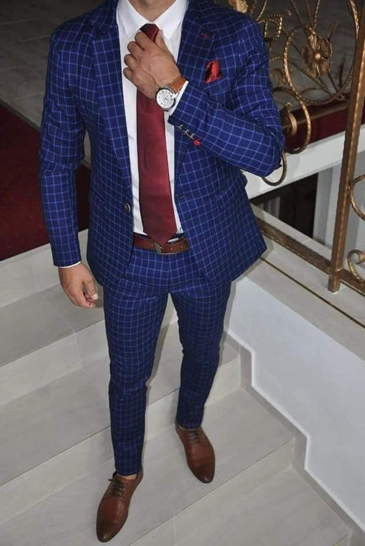 Costum barbat, albastru caro.