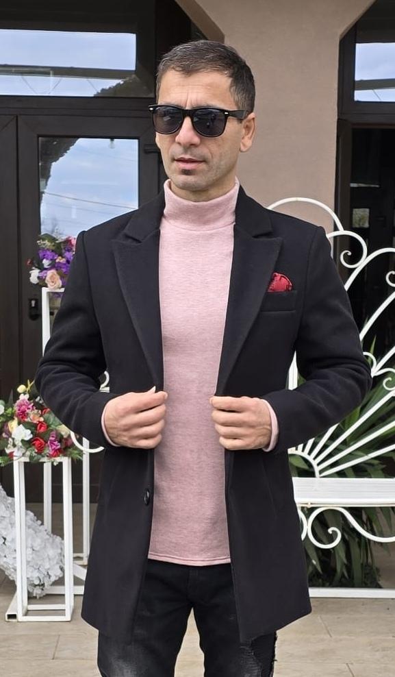 Maleta babati, tricot gros, roz melanj, slim fit.