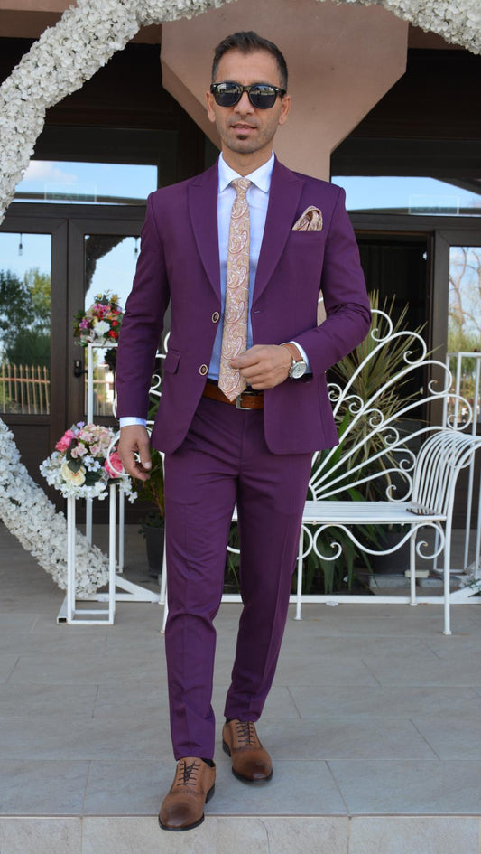 Costum barbat, mov (sacou si pantalon).