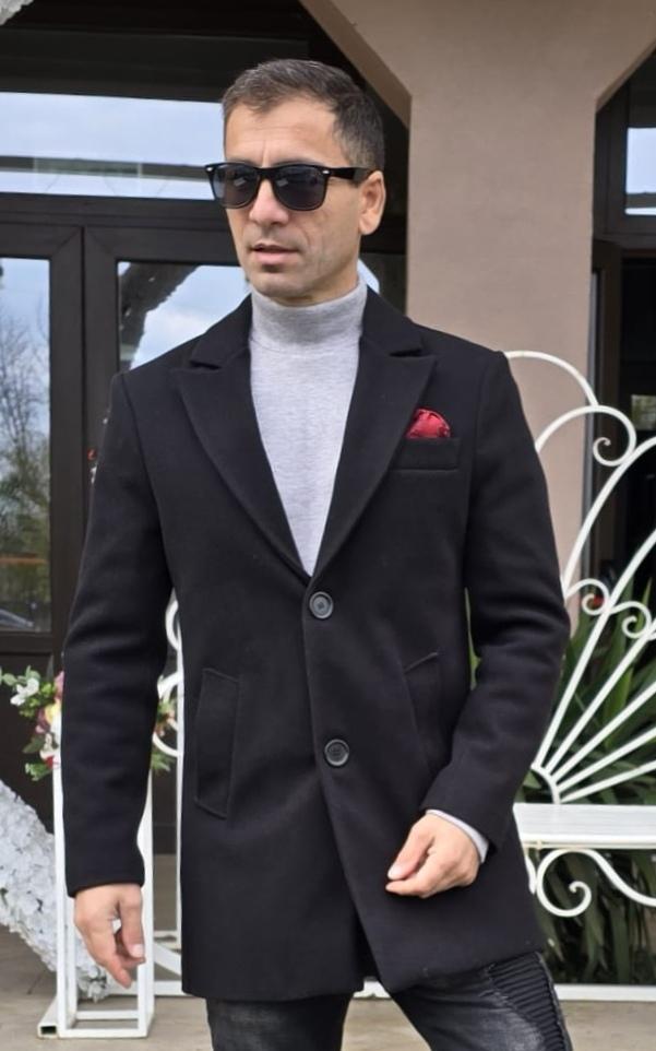 Maleta barbati, tricot gros, gri, slim fit.