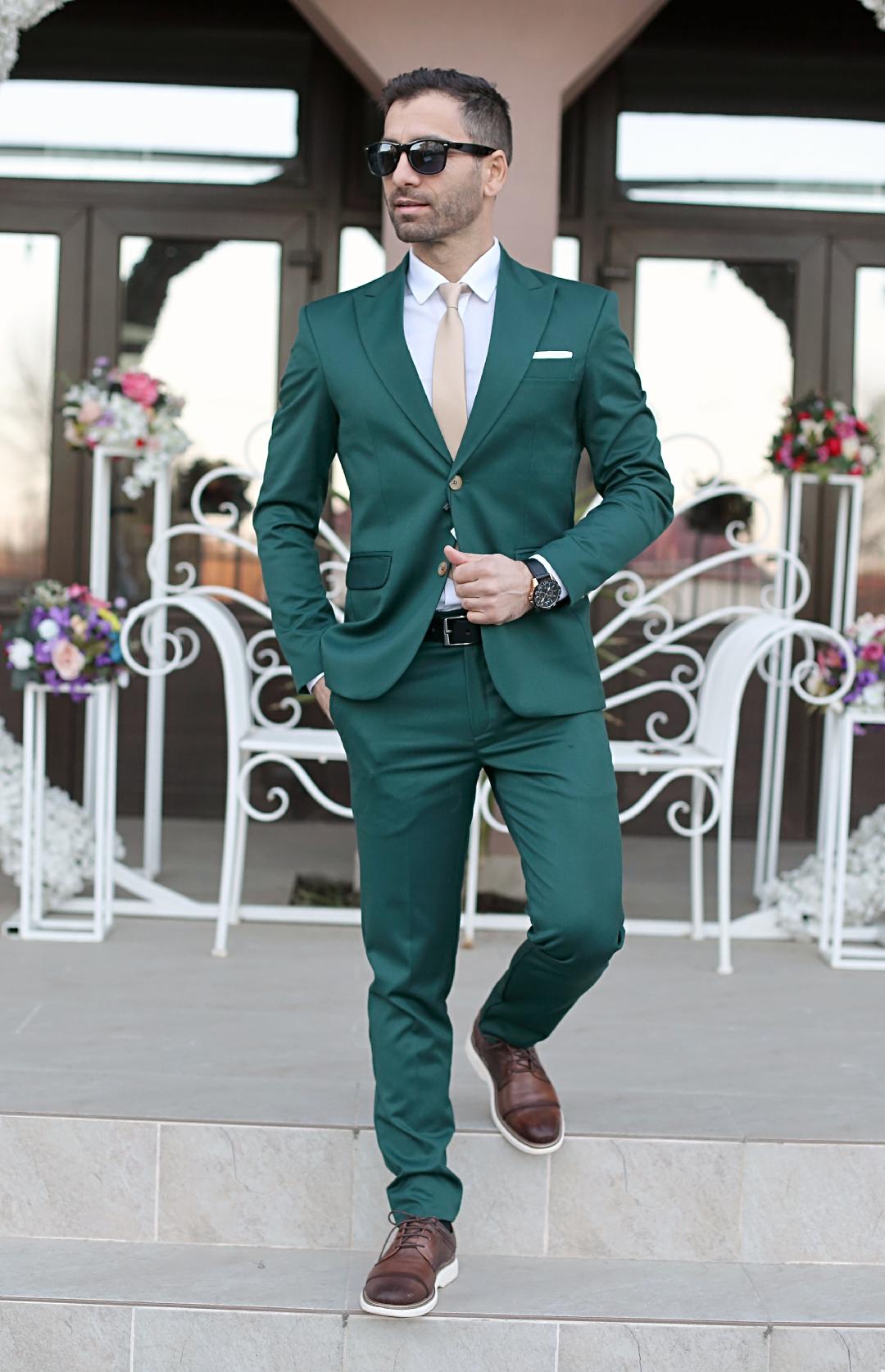 COSTUM BARBAT, VERDE (sacou si pantalon)